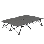 Outsunny Two Person Folding Camping Cot Outdoor Portable Double Cot with Carrying Bag 76" Dark Grey