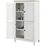 HOMCOM Bathroom Storage Cabinet, Modern Bathroom Floor Cabinet with 4 Doors and 2 Adjustable Shelves, White
