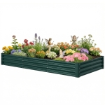 Outsunny 8 x 4 x 1ft Galvanized Raised Garden Bed, Reinforced Outdoor Planter Box with Open Bottom, Green