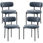 HOMCOM 4 Pieces Kitchen Chairs, Modern Dining Chairs w/ Berber Fleece Upholstery and Steel Legs for Living Room, Grey