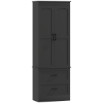 HOMCOM Tall Pantry Cabinet, 67" Kitchen Storage Cabinet with Adjustable Shelves and 2 Drawers for Kitchen, Dining Room, Black
