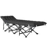 Outsunny 26.8" Wide Folding Bed, Camping Cot for Adults with Cushion, Carry Bag, Max Load 330 LBS, Black