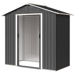 Outsunny 6.5x3.5ft Metal Garden Storage Shed for Outdoor Tool Storage with Double Sliding Doors and Vents, Dark Grey