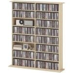HOMCOM 8-Tier DVD Shelf with 12 Adjustable Shelves, Double CD Shelf, Holds 720 CDs, 396 DVDs or 396 Blu-rays, Natural Wood