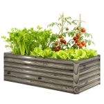 Outsunny 6' x 3' x 2' Raised Garden Bed, Galvanized Planter Box for Growing Flowers, Herbs and Vegetables, Light Wood Effect