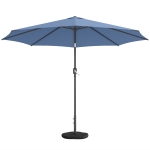Outsunny 10' x 10' Round Market Umbrella with Base and Sandbag, Patio Umbrella with Crank Handle and Tilt, Blue
