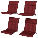Outsunny Patio Chair Cushions Set of 4, Waterproof Non-Slip Lounge Chair Cushions, 44"x21", Wine Red