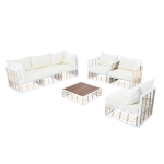 All-Weather 7-Piece Patio Sectional with Cushions & Coffee Table, Metal Furniture with Modular Design for Garden, 25" L x 25" W x 24" H, White