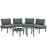 6-Piece Half Moon Sectional Sofa with 2 Coffee Table & Cushions, Modular Wicker Conversation Set for Patio, 34.5'' L x 25.5'' W x 12.5'' H, Gray