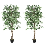 Outsunny 5.3 FT Artificial Tree, Indoor Fake Ficus with Pot, for Home Office Living Room Decor