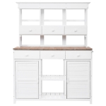 Garden Potting Bench with Hutch, 6 Drawer & 2 Cabinet, Tall Wood Workstation with 3 Shelf & Side Hooks, 50'' L x 20.5'' W x 65.5'' H, White