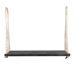 Acacia Wood Porch Swing with 10.8FT Hemp Rope for Adults, Durable Hanging Swing Bench with Cushion, 63" L x 23.5" W x 2" H, Brown