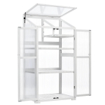 Portable Wood Greenhouse with Openable Roof & 3-Tier Shelf, Vertical Cold Frame for Indoor Outdoor Use, 31.5'' L x 22.5'' W x 62'' H, White