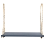 Acacia Wood Porch Swing with Cushion & 2 Pillow for Garden, Hanging Patio Bench with Durable Hemp Rope, 63" L x 23.5" W x 2" H, Gray