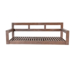 Twin Size Farmhouse Swing Daybed for Backyard Relaxation, Acacia Wood Porch Swing with 4 Hanging Rope, 82'' L x 40.5'' W x 27.5'' H, Brown