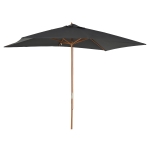 Outsunny 7' x 10' Wooden Patio Umbrella, Rectangle Garden Parasol, Outdoor Sunshade Canopy with Bamboo Ribs for Garden, Dark Grey