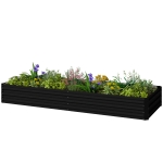 Outsunny 95" x 36" x 12" Galvanized Raised Garden Bed, Metal Elevated Planter Box for Growing Flowers, Herbs, Succulents, Black