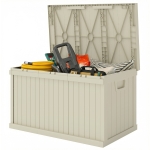 Outsunny 70 Gallon Deck Box, Resin Outdoor Storage Box with Handles, Waterproof Storage Container for Garden Tools, Sand