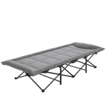 Outsunny Camping Cot for Adults with Padded Cushion, 31.5" Wide Folding Bed with Carry Bag and Non-Slip Feet, Grey