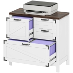 HOMCOM Lateral Filing Cabinet, Farmhouse File Cabinet with 4 Drawers, Fit Letter/A4/Legal Hanging Files, White