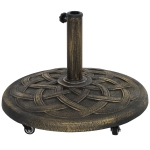 Outsunny Round Patio Umbrella Base with Wheels, 44 lbs Resin Umbrella Stand Base, 1.3"/1.5"/1.9" Umbrella Poles Bronze