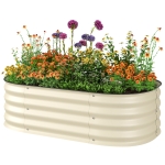 Outsunny 3.4' x 2' x 1' Galvanized Raised Garden Bed Kit, Metal Planter Box with Safety Edging, Cream