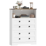 HOMCOM Shoe Cabinet with 2 Flip Drawers, Narrow Shoe Storage Cabinet, White