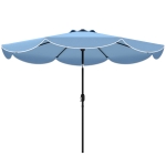 Outsunny 9' x 9' Round Market Umbrella with Valance, Patio Umbrella with Tilt and Crank, for Garden, Deck, Poolside, Sky Blue