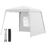 Outsunny Pop Up Canopy Tent with 2 Sidewalls, UV50+ Tents for Parties, with Carry Bag, Slant Legs, 8 x 8ft Top/9.5 x 9.5ft Base