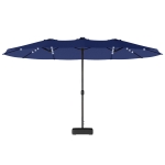 Outsunny Double-sided Patio Umbrella with Base Included & 48 LED Lights 15ft Dark Blue