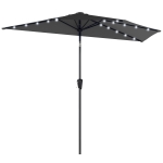 Outsunny Half Outdoor Patio Umbrella with Solar LED Lights Half Umbrella with Crank 105.1" x 53.5" Black