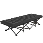Outsunny Camping Cot with Soft Pad, 32" Extra Wide Folding Cots with Non-Slip Feet and Carry Bag, Black