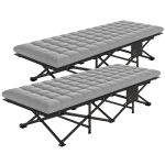 Outsunny Set of 2 Camping Cot with Soft Pad, 32" Extra Wide Folding Cots with Non-Slip Feet and Carry Bag, Grey