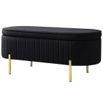 HOMCOM Upholstered Bedroom Bench, Channel Tufted Ottoman Bench with Thick Padding and Metal Legs, Black