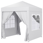 Outsunny 6.6'x6.6' Pop Up Canopy Tent with Sidewalls, Instant Sun Shelter Camping Gazebo with Carry Bag, White