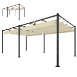 Outsunny 19' x 10' Pergola with Retractable Canopy, Patio Pergola with Sun Shade Shelter, UV50+, for Patio, Garden, Cream