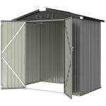 Outsunny 6.5' x 4'  Outdoor Storage Shed, Metal Garden Shed with Lockable Double Doors, 4 Vents, Light Grey