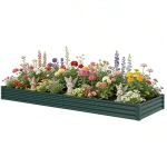 Outsunny 12 x 4 x 1ft Galvanized Raised Garden Bed, Reinforced Outdoor Planter Box with Open Bottom, Green