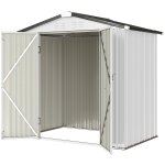 Outsunny 6.5' x 4'  Outdoor Storage Shed, Metal Garden Shed with Lockable Double Doors, 4 Vents, Silver-White