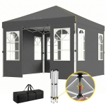 Outsunny 9.6 x 9.6 ft Pop Up Canopy Tent with Sidewalls, One Push Setup, UPF50+ Portable Instant Canopy Shelter, Dark Gray