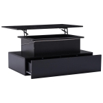 Sleek Lift-Up Coffee Table with LED Lighting and 4 Drawers, Durable Center Table for Living Room, 35.5" L x 21.5" W x 16.5" H, Black