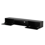 Floating TV Stand with High-Gloss Finish and LED Ambient Lighting, Sleek TV Cabinet with Pull-Down Doors, 63" L x 12" W x 8.5" H, Black