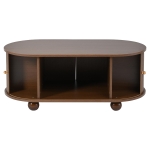 Wood Oval Coffee Table with Space-Saving Design, Stylish Center Table with Hidden Compartment, 39.5" L x 19.5" W x 15.5" H, Wood