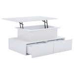 Sleek Lift-Up Coffee Table with LED Lighting and 4 Drawers, Durable Center Table for Living Room, 35.5" L x 21.5" W x 16.5" H, White