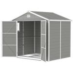 Outsunny 8' x 6' Plastic Garden Storage Shed with Latch Door, Vents, Sloped Roof, Light Grey
