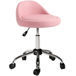 HOMCOM Salon Stool, Adjustable Rolling Stool, Pink