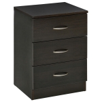 HOMCOM Bedside Table, Modern Night Stand with 3 Drawers and Metal Rail for Bedroom, Dark Brown