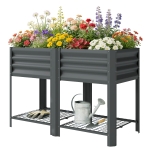 Outsunny Raised Garden Bed with Legs Storage Shelf Elevated Planter Box 31.5" for Flowers Vegetables Dark Grey
