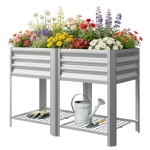 Outsunny Raised Garden Bed with Legs Storage Shelf Elevated Planter Box 31.5" for Flowers Vegetables Silver