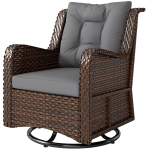Outsunny PE Rattan 360° Swivel Patio Chair with Cushion, Dark Grey